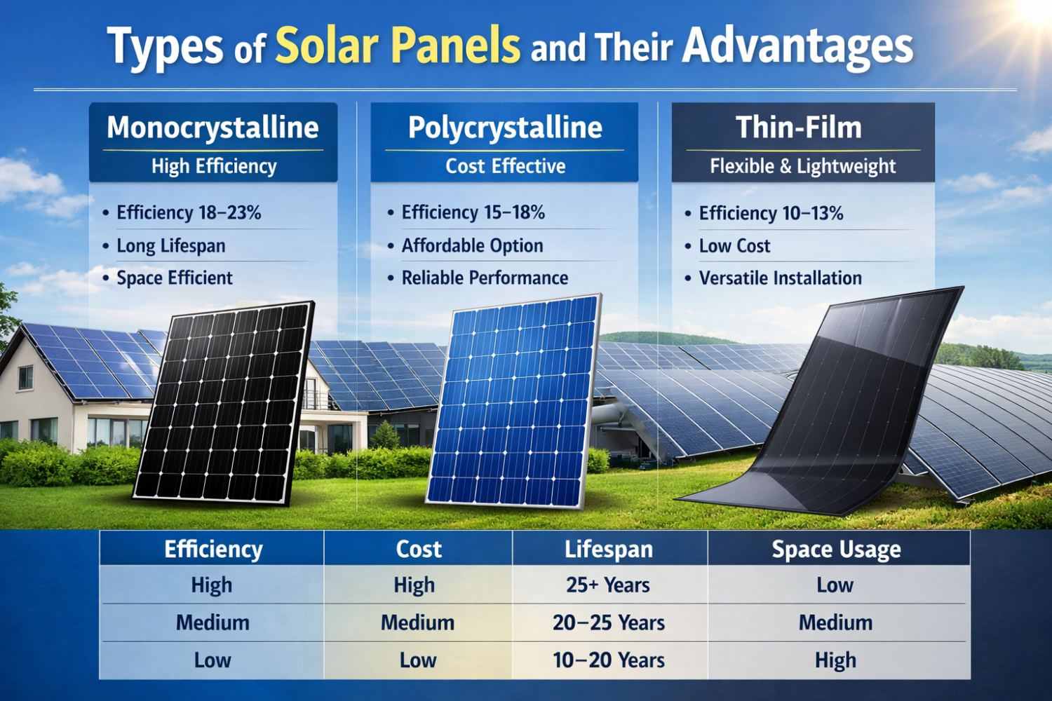 Types of Solar Panels and Their Advantages